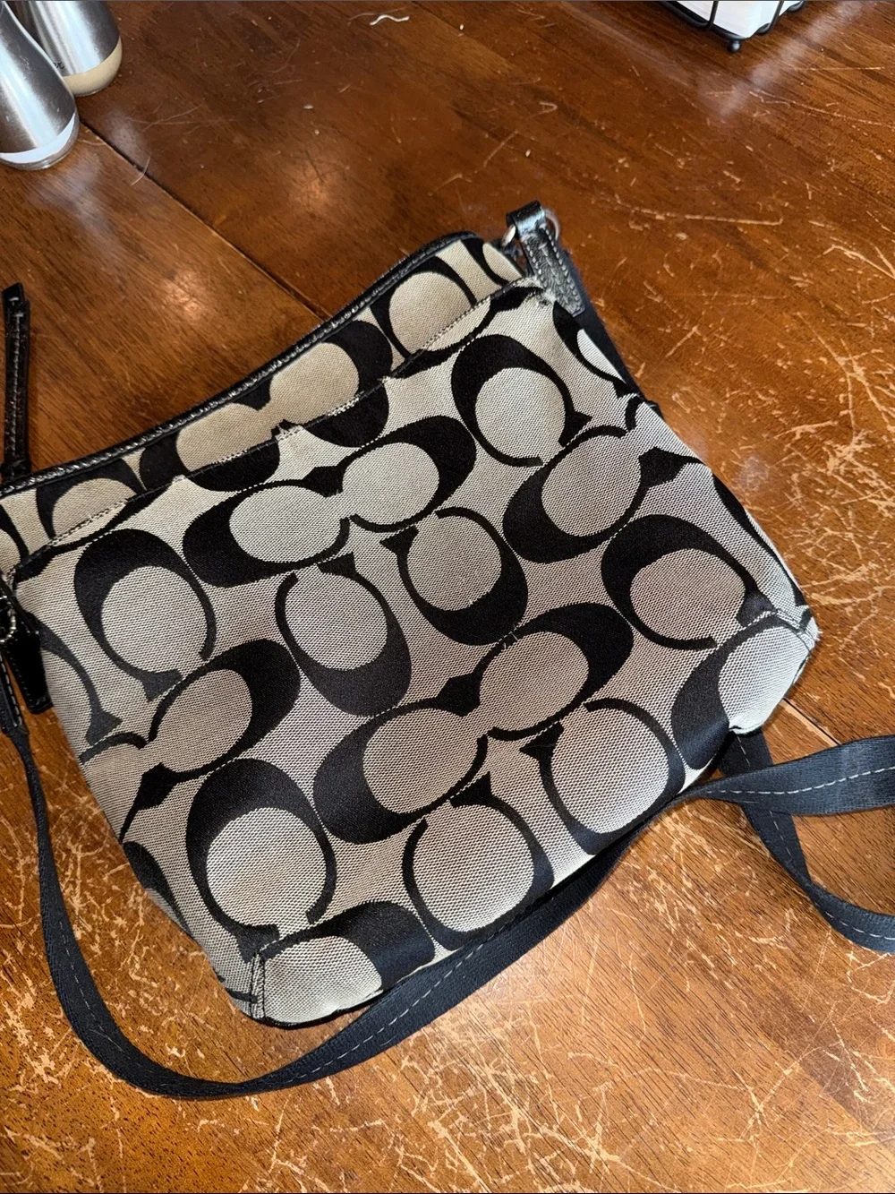 Coach Black and Cream Signature Crossbody